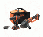 BCK24D2S-QW - Taladro Percutor 18V + Amoladora 18V 125mm con 2 baterías 2,0Ah, cargador y bolsa de transporte