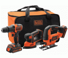 BCK31S1S-QW - Conjunto Herramientas 18V: Taladro Percutor 18V + Lijadora Mouse 18V + Sierra de Calar 18V