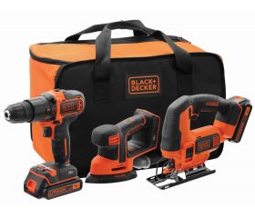 BCK31S1S-QW - Conjunto Herramientas 18V: Taladro Percutor 18V + Lijadora Mouse 18V + Sierra de Calar 18V
