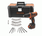 BDCDD121KA-QW - Taladro Atornillador 10,8V con 1 batería 1,5Ah de Litio, 40 accesorios, cargador y caja de herramientas 16