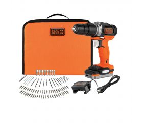 BDCHD12S1A-QW KIT Taladro Percutor 12V con batería 12V USB, 80 Accesorios y Cargador USB