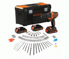 BDCHD181B3A-QW - Taladro percutor 18V 1.5Ah Litio con 3 baterías, cargador rápido, 120 accesorios y caja de herramientas