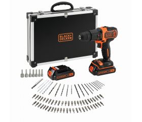 BDCHD18BAFC-QW - Taladro Percutor 18V con 2 baterías 1,5Ah, 80 accesorios, cargador y maletín