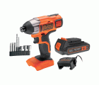 BDCIM18D1A-QW - Atornilador de impacto 18V con 1 bateria de 2 Ah, Cargador de 1 Ah y 8 accesorios