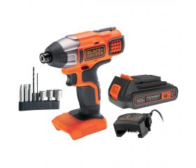 BDCIM18D1A-QW - Atornilador de impacto 18V con 1 bateria de 2 Ah, Cargador de 1 Ah y 8 accesorios