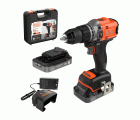 BLD683D2XK-QW - Taladro percutor BRUSHLESS a batería 18V POWERCONNECT™ (con 2 baterías de 2Ah con indicador de estado de carga, cargador de 1A y maletín)