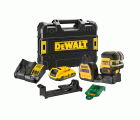 DCE822D1G18-QW Nivel Láser autonivelante VERDE de líneas en cruz + 2 puntos XR 18V/12V con batería 18V Li-Ion 2Ah