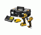 DCK2062D2T-QW - KIT 18V = DCD709 Taladro Percutor +  DCF809 Atornillador de Impacto + 2 baterías Li-Ion 2Ah + Maletín TSTAK II