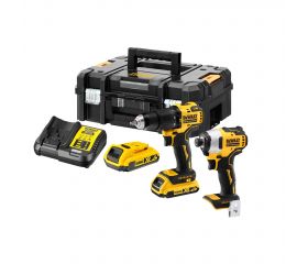 DCK2062D2T-QW - KIT 18V = DCD709 Taladro Percutor +  DCF809 Atornillador de Impacto + 2 baterías Li-Ion 2Ah + Maletín TSTAK II