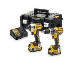 DCK266P2T-QW - KIT XR = DCD796 Taladro Percutor + DCF887 Atornillador Impacto + 2 baterías Li-Ion 5Ah + maletín TSTAK II