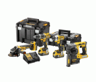 DCK422P3T-QW - KIT XR 18V = DCD796 Taladro Percutor + DCF887 Atornillador Impacto + DCG405 Amoladora + DCH273 Martillo + 3 baterías Li-Ion 5Ah + TSTAK II + TSTAK VI