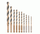 DT20620-QZ - Juego de 10 brocas Black&Gold hexagonales para metal Ø 3mm / 3,5mm / 4mm / 4,5mm / 5mm (x2) / 6mm (x2) / 8mm / 10mm