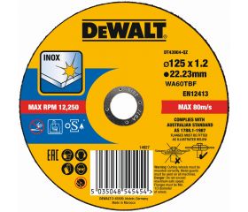 DT43904-QZ - Disco de corte plano INOX con grano profesional de óxido de aluminio Long Life 125 x 1.6 x 22.23mm