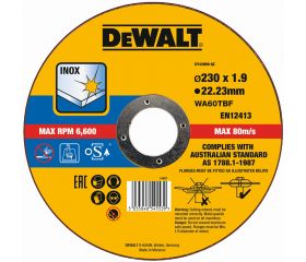 DT43909-QZ - Disco de corte plano INOX con grano profesional de óxido de aluminio Thin Cut 230 x 1.9 x 22.23mm
