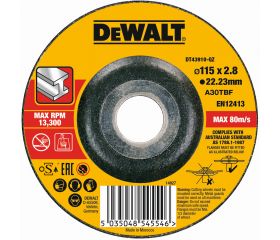 DT43910-QZ - Disco de corte concavo para metal con grano profesional de óxido de alumínio 115 x 2.8 x 22.23mm