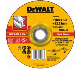 DT43918-QZ - Disco de desbaste concavo para metal con grano profesional de óxido de alumínio 180 x 6.3 x 22.23mm