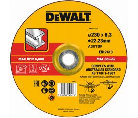DT43919-QZ - Disco de desbaste concavo para metal con grano profesional de óxido de alumínio 230 x 6.3 x 22.23mm
