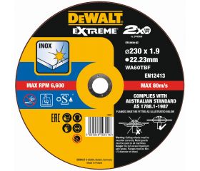 DT43939-QZ - Disco de corte plano EXTREME® Thin Cut para INOX con grano industrial de óxido de aluminio 230 x 1.9 x 22.23mm