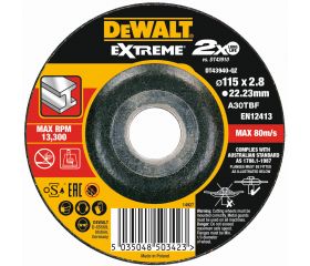 DT43940-QZ - Disco de corte concavo EXTREME® para metal con grano industrial de óxido de alumínio 115 x 2.8 x 22.23mm