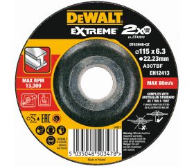 DT43946-QZ - Disco de desbaste concavo EXTREME® para metal con grano industrial de óxido de alumínio 115 x 6.3 x 22.23mm