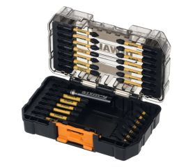 DT70902T-QZ - Juego 28 piezas edición McLaren: 7 puntas de 25mm (PH2, PZ1, PZ2, PZ3, T20 y T25) y 20 puntas de 57mm (PH1, PH2, PH3, PZ1, PZ2, PZ3, T20 y T25) con portapuntas magnético