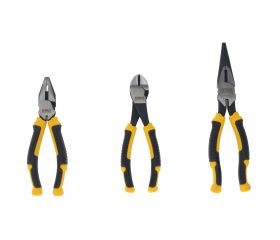 DWHT82813-0 - Set 3 alicates LH DEWALT: Diagonal 160mm, Bocas largas 200mm, Universal 160mm