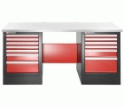 Banco de trabajo para cargas pesadas 2182 mm - 13 cajones - parte superior de acero inoxidable - versión alta