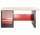 Banco de trabajo para cargas pesadas 2182mm - 7 cajones - parte superior de acero inoxidable o de madera - versión alta
