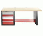 Banco de trabajo para cargas pesadas 2182 mm - 7 cajones - encimera de madera - versión baja
