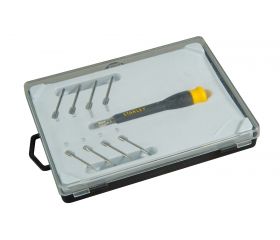 Juego de destornillador de precisión FATMAX® con 8 puntas intercambiables. Planas 1, 1.2, 1.5, 1.8, 2, 2.5. Phillips PH000 y PH00.