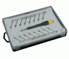 Juego de destornillador de precisión FATMAX® con 16 puntas intercambiables. Planas 1, 1.2, 1.5, 1.8, 2, 2.5. Phillips PH000 y PH00. Torx T5, T6, T7 y T8. Hexagonales 0.9, 1.3, 1.5 y 2