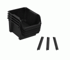 4 CUBETAS MEDIANAS STANLEY® NEGRAS CON SOPORTE PARA PARED