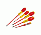 Juego 5 destornilladores FatMax VDE con punta reducida. Electricista 3.5x75mm, 5.5x150mm; Ph1x100mm, Ph2x125mm, Test de voltaje