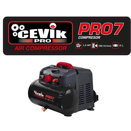 COMPRESOR MONOBLOCK CEVIK PRO 6 LITROS 1,5HP SIN ACEITE CA-PRO7N