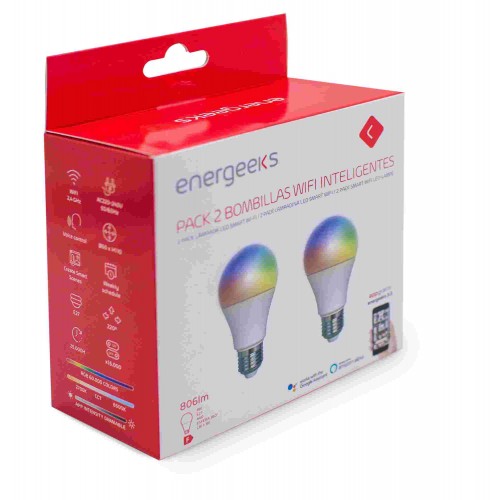 2 BOMB WIFI A60 8W 806LM RGB+CCT ENERGEEKS EG-BWA608WP2001