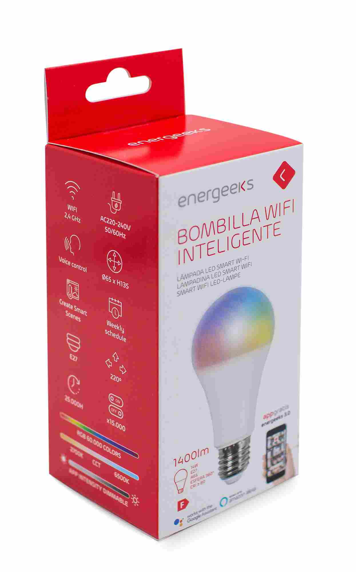BOMBILLA WIFI A65 14W 1400LM RGB+CCT ENERGEEKS EG-BWA6014W001