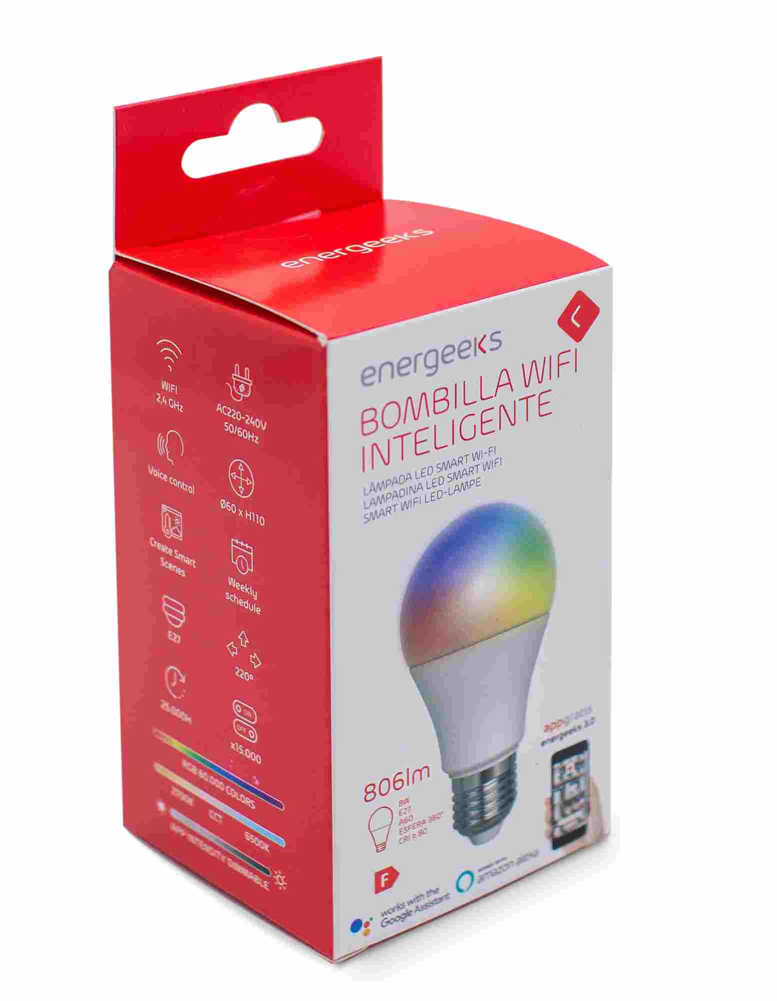 BOMBILLA WIFI A60 8W 806LM RGB+CCT ENERGEEKS EG-BWA608W001
