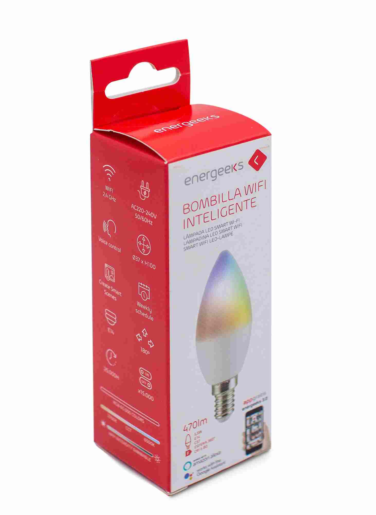 BOMBILLA WIFI C37 5W 470LM RGB+CCT ENERGEEKS EG-BWC375W001