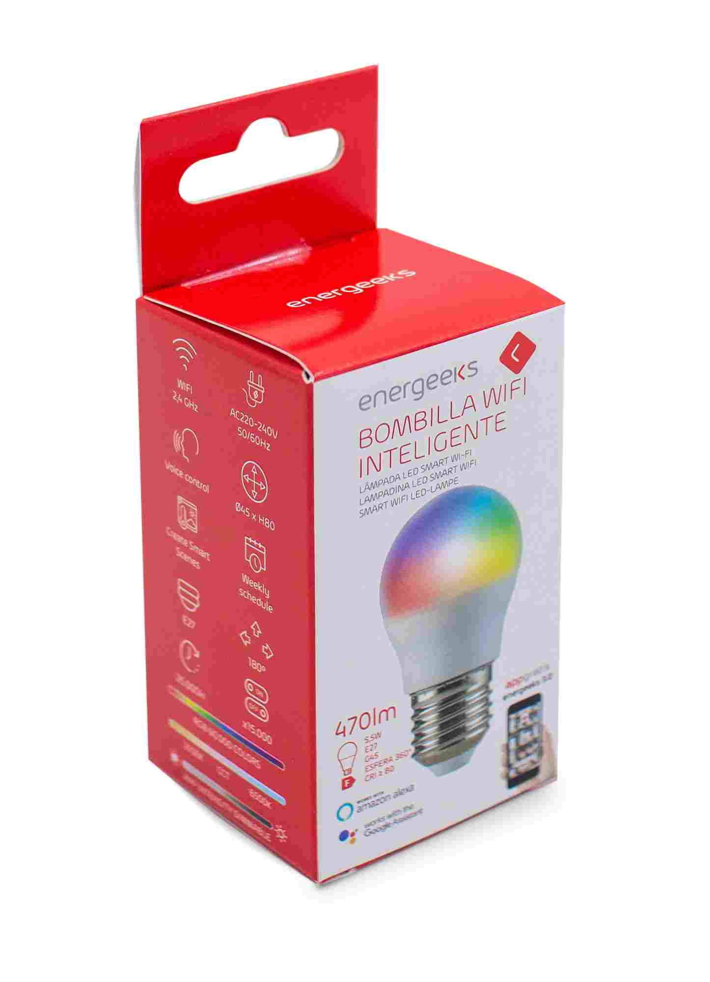 BOMBILLA WIFI G45 5W 470LM RGB+CCT ENERGEEKS EG-BWG455W001