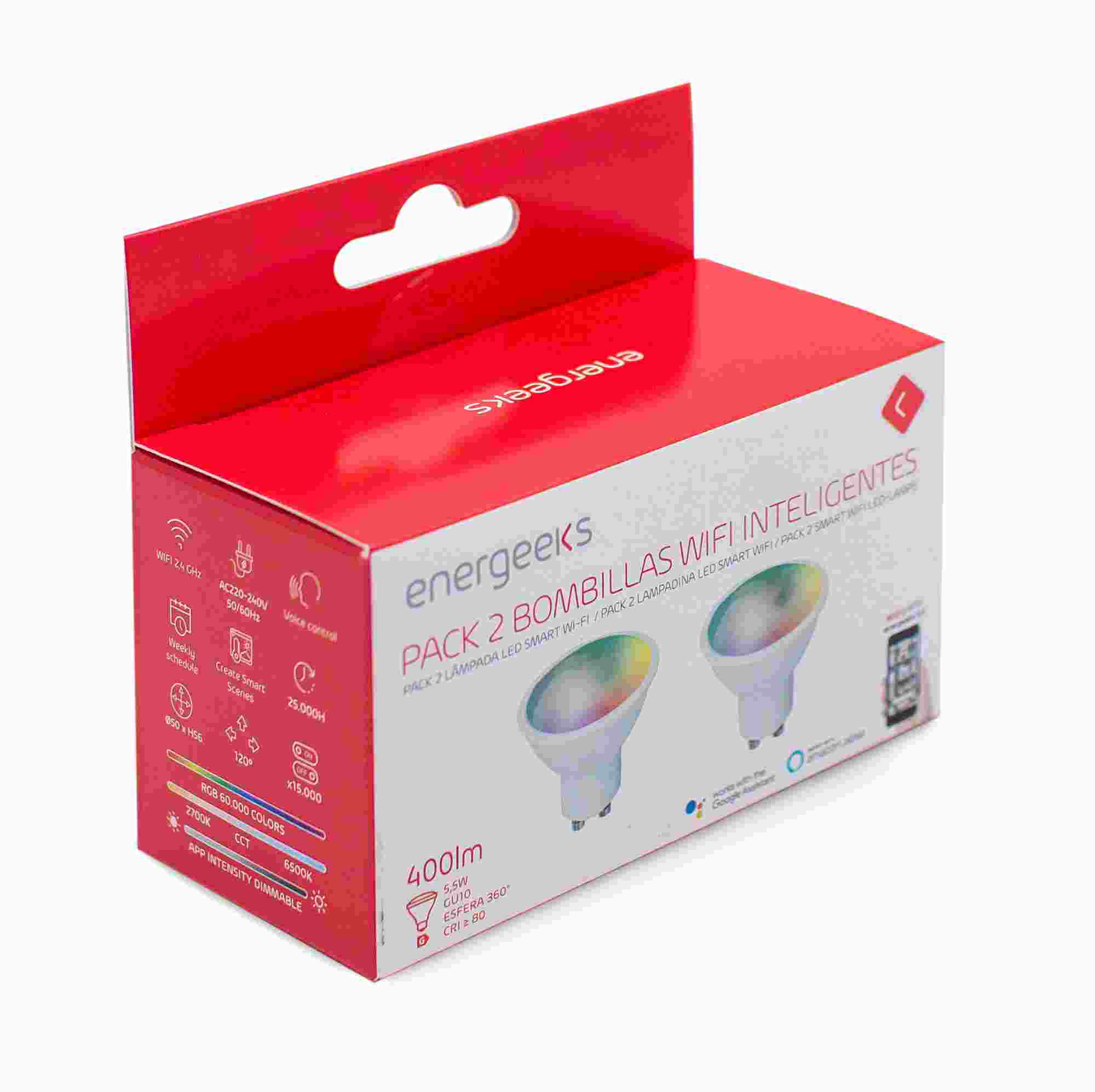 2 BOMB WIFI GU10 5W 400LM RGB+CCT ENERGEEKS EG-BWGU105WP201