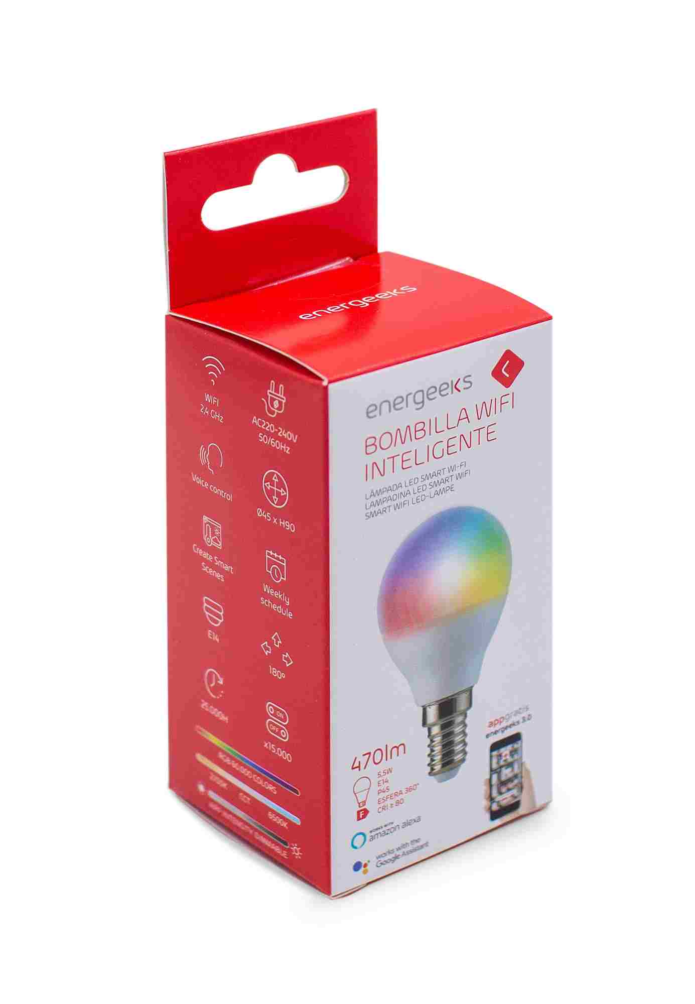 BOMBILLA WIFI P45 5W 470LM RGB+CCT ENERGEEKS EG-BWP455W001