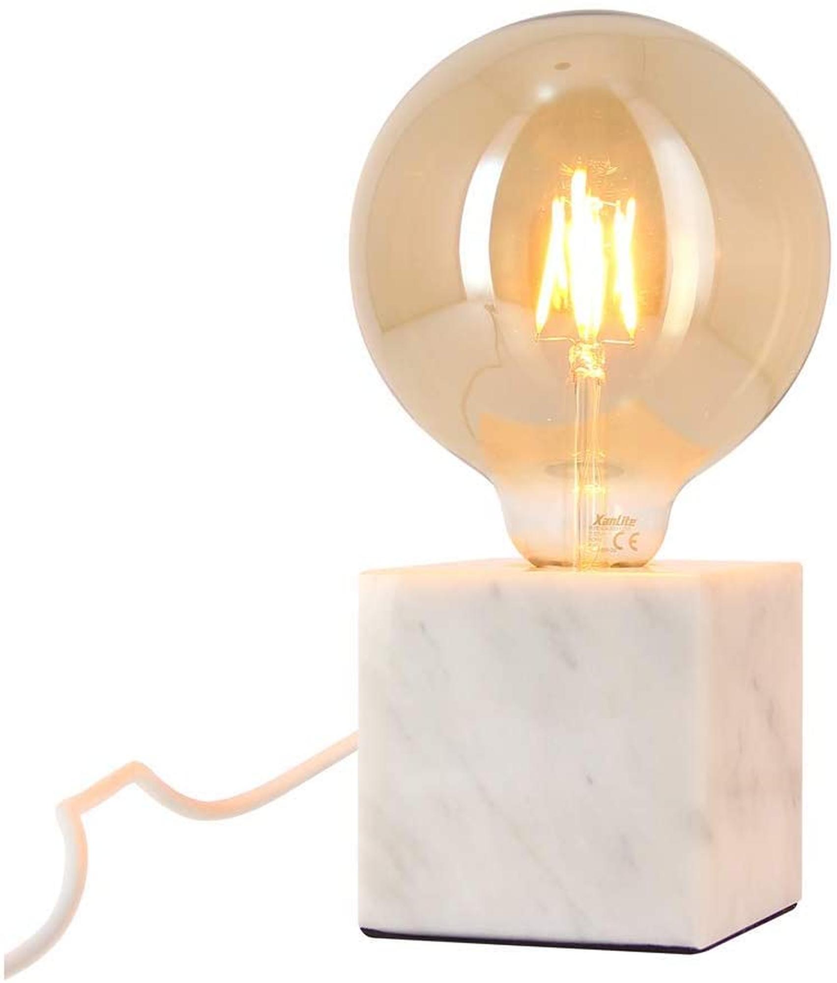 LAMPARA MESA CUBO MARMOL BLANCO XANLITE EG-CDEM01WB125F