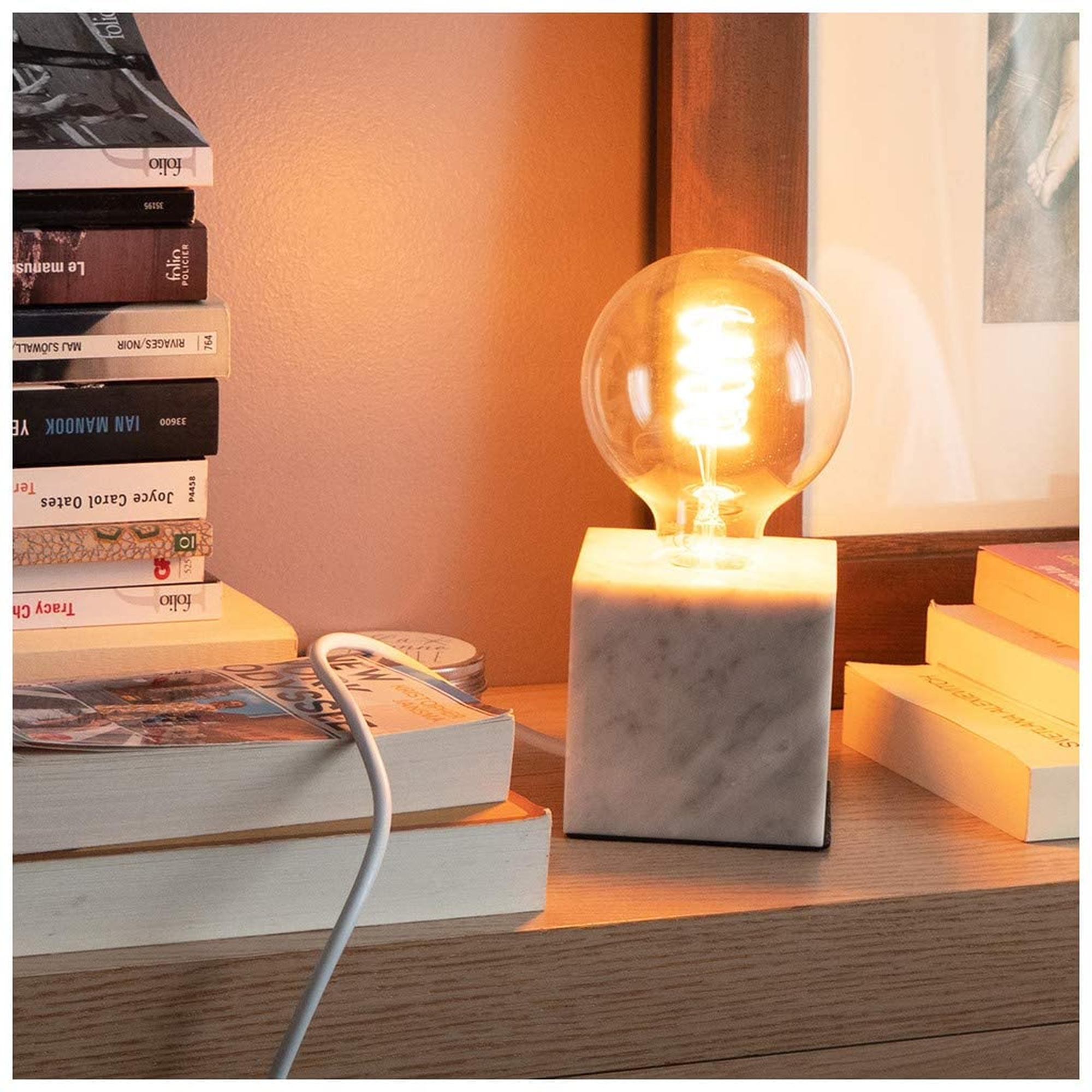 LAMPARA MESA CUBO MARMOL BLANCO XANLITE EG-CDEM01WB125F