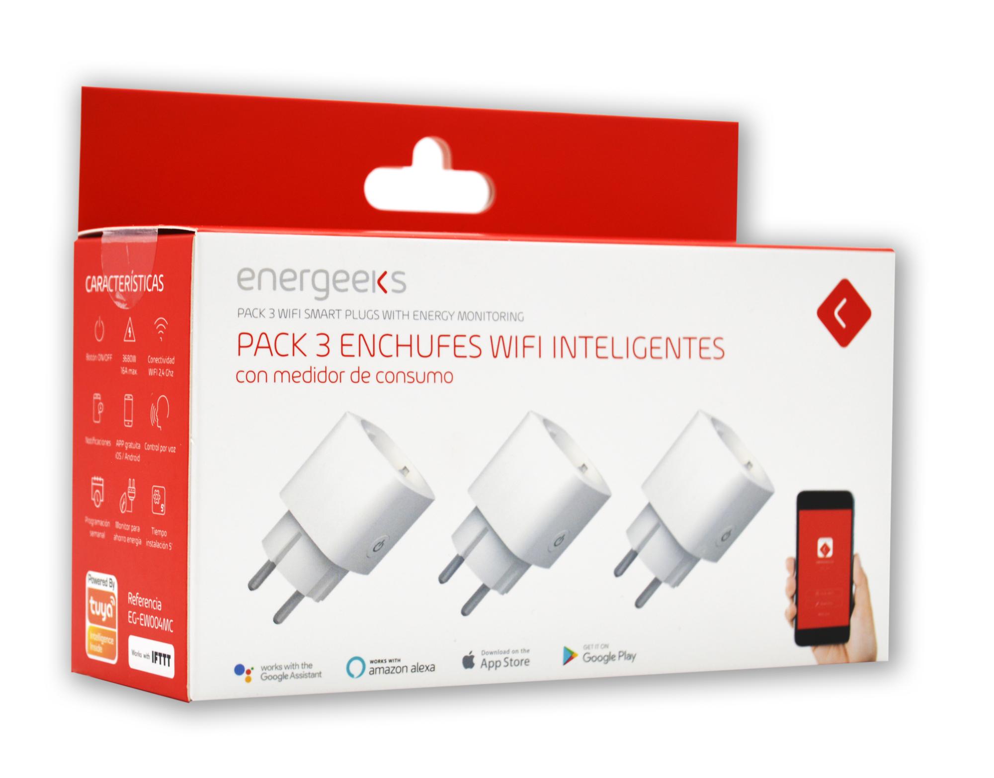 SET 3 ENCHUFES C/MEDIDOR CONS. ENERGEEKS EG-EW004MC