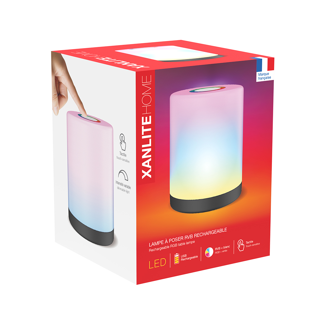 LÁMPARA SOBREMESA RECARGABLE BLANCO+RGB XANLITE EG-LAPRVBWR