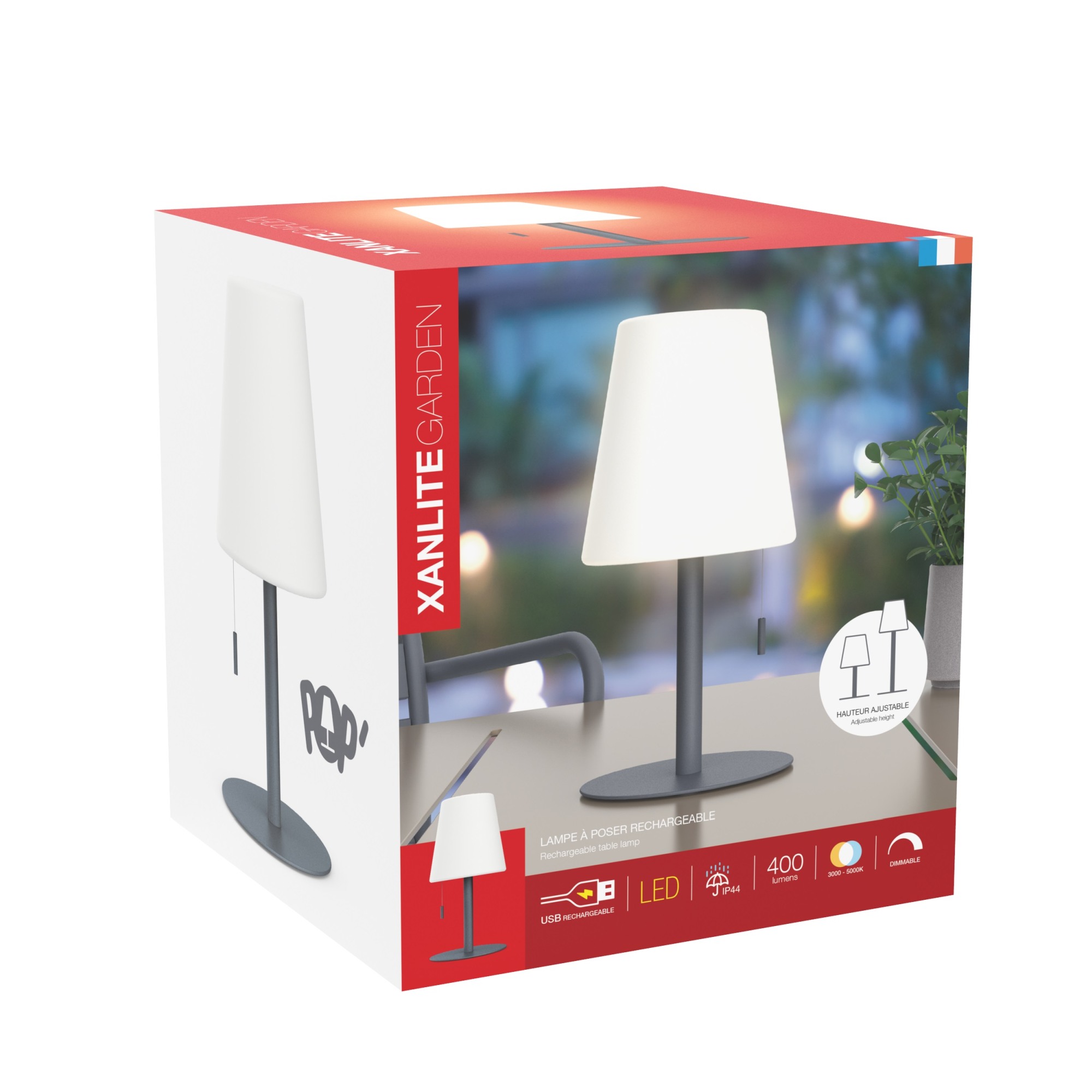 LAMPARA MESA CONO GRIS ACERO 400L XANLITE EG-LP16CGRCCT