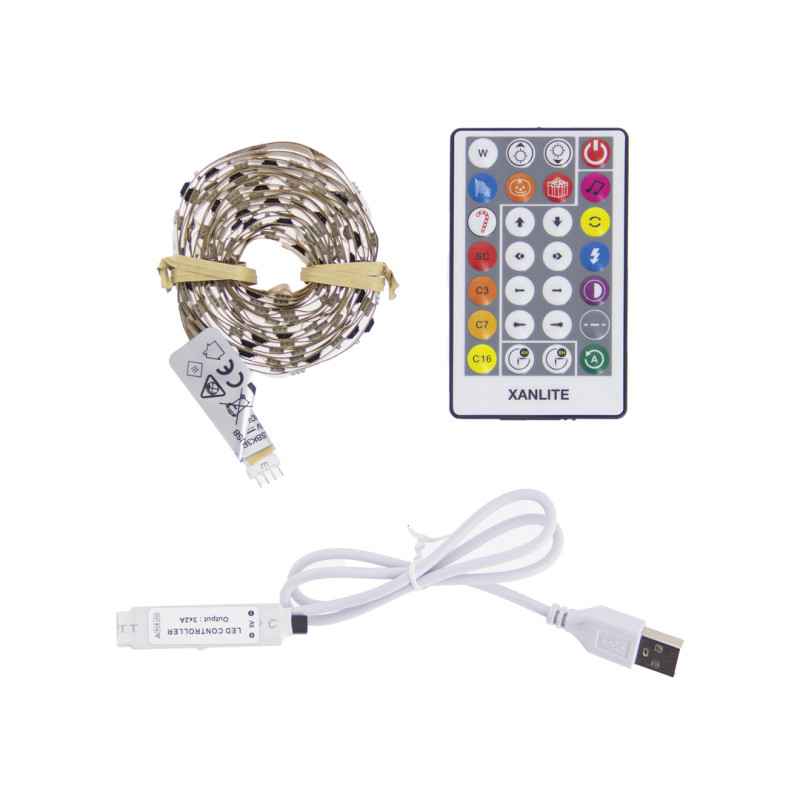 TIRA LED USB RGB 3M MUSIC SYNC MANDO XANLITE EG-LSBK3RVBDUSB