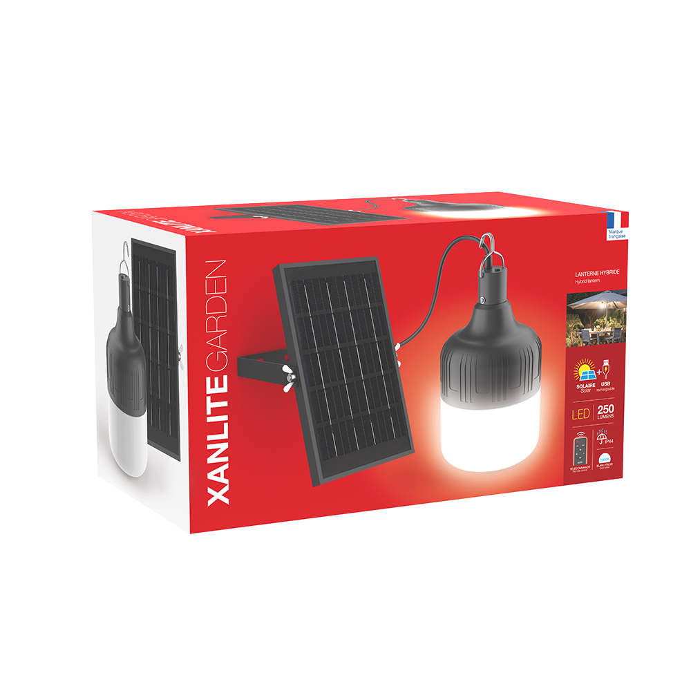 LÁMPARA LED NEGRA RECARGABLE SOLAR 250LM XANLITE EG-LSS250