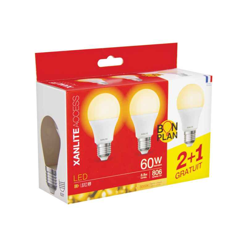 2+1 BOMBILLAS LED 806LM 2700K XANLITE PACK21EE806GIW