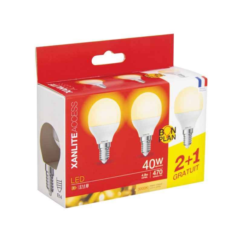 2+1 BOMBILLAS LED 470LM 2700K XANLITE PACK21EV470PIW